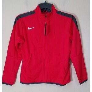Nike Jacket Boys Youth Size Large L Training Full Zip Red Gray Soccer NEW